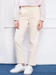 SOLOCOTE Niñas Pantalones rectos unicolor - Beis - Ver 1