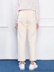 SOLOCOTE Niñas Pantalones rectos unicolor - Beis - Ver 2