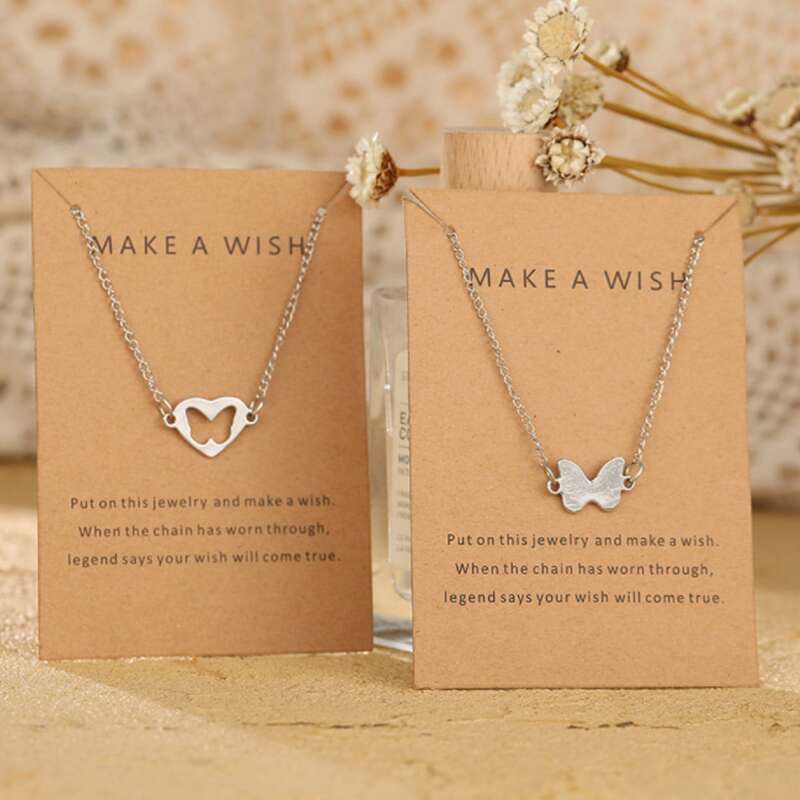 

2pcs Butterfly Pendant Necklace, Silver