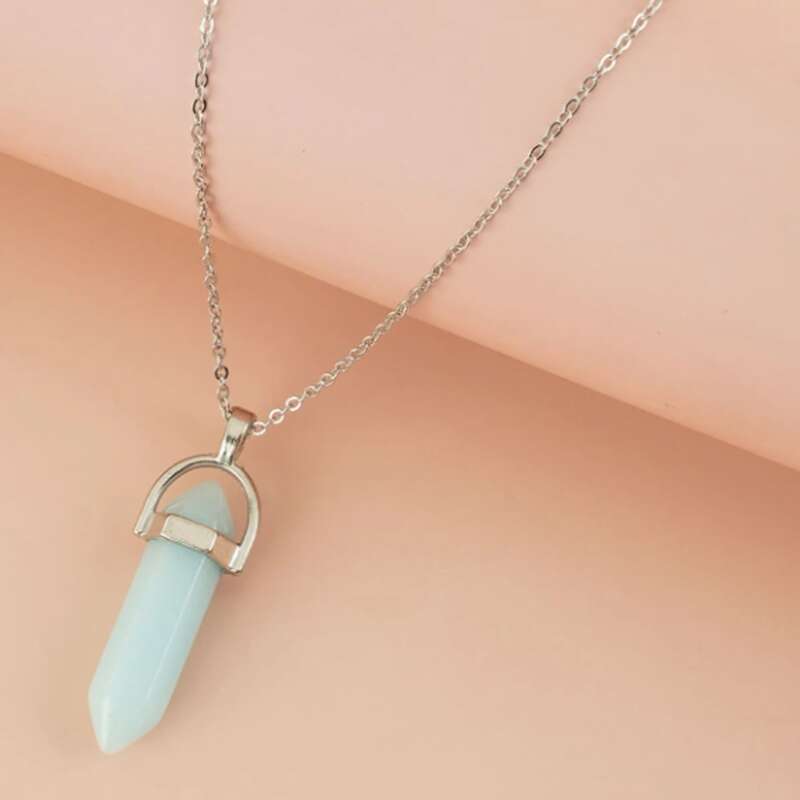 

Luminous Stone Pendant Chain Necklace, Blue