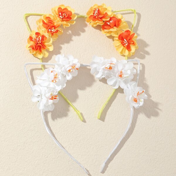 

2pcs Flower Decor Hair Hoop, Multicolor