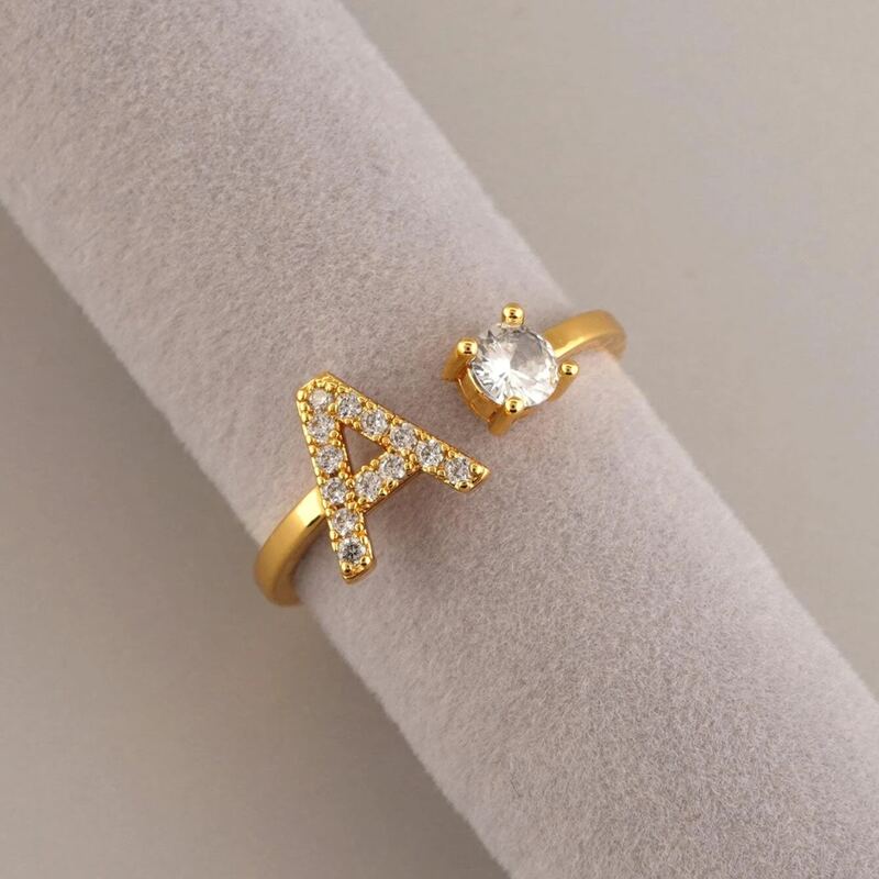 Rhinestone Decor Cuff Ring, Gold