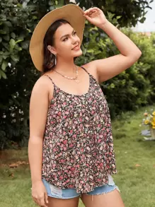 SHEIN VCAY 大碼小碎花弧形下擺吊帶上衣 - 彩色 - 查看 5