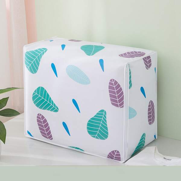 

1pc Leaf Print Quilt Storage Bag, Multicolor