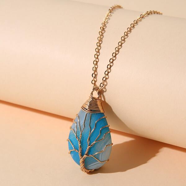 

Water-drop Pendant Necklace, Blue