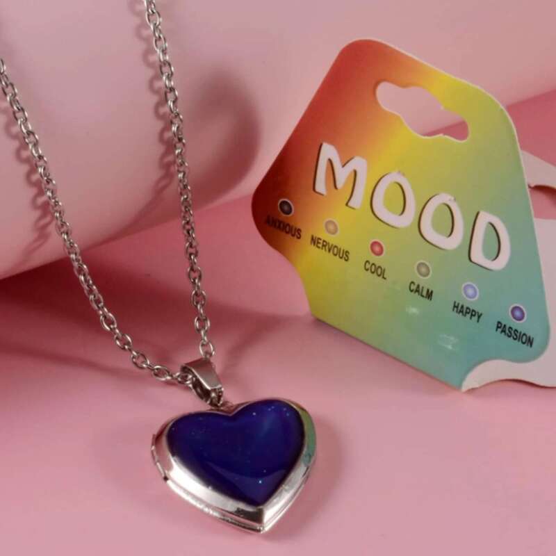 

Heart Pendant Chain Necklace, Blue