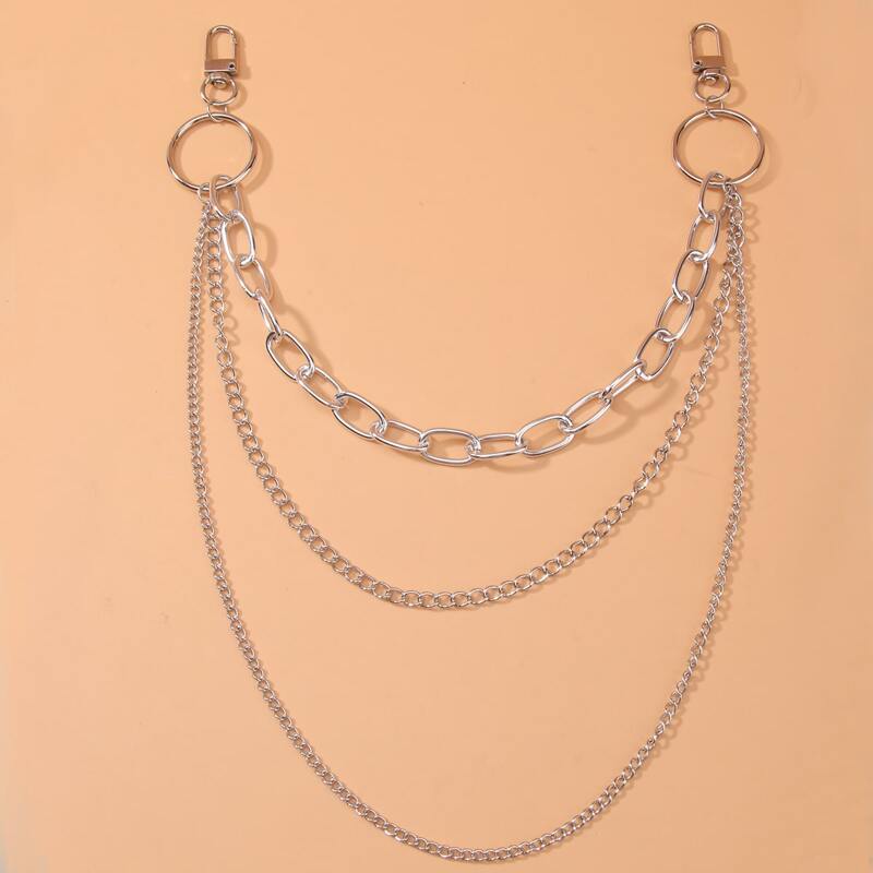 

Metal Layered Pants Chain, Silver
