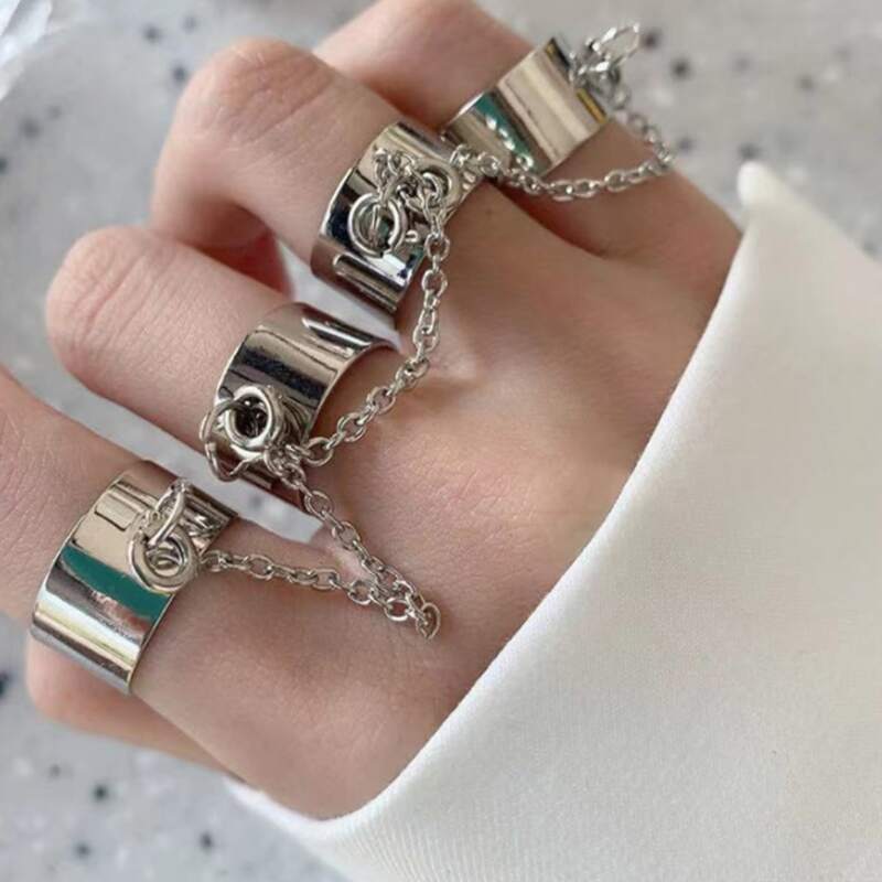 

1pc Chain Linked Ring, Silver