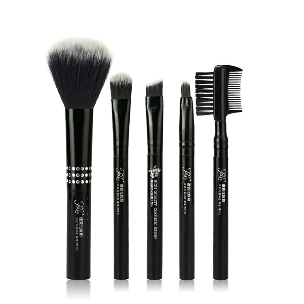 

5pcs Plain Makeup Brush Set, Black