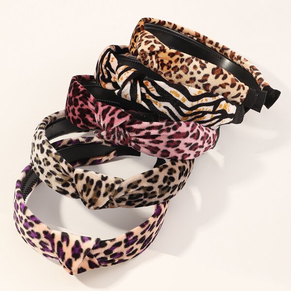 

5pcs Toddler Girls Leopard Print Headband, Multicolor