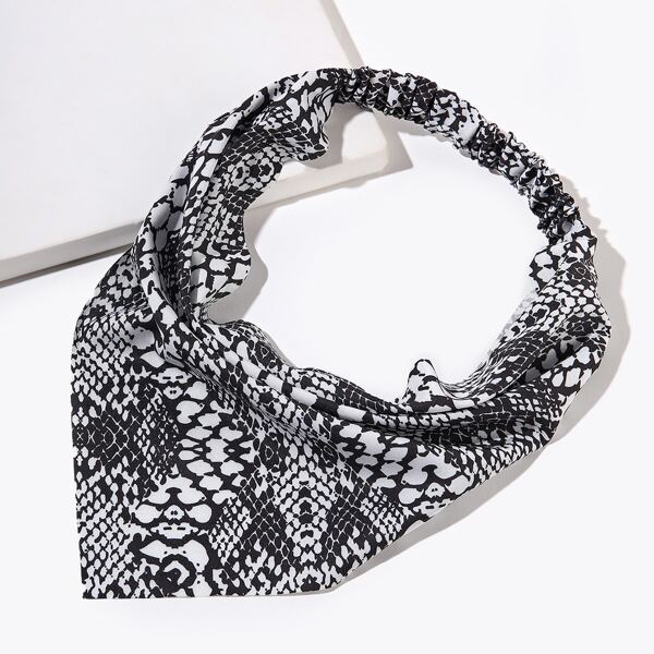 

Snake Skin Pattern Hair Band, Black and white