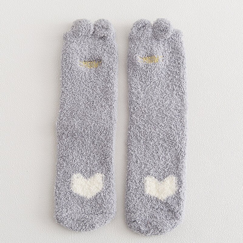 

Cartoon Ear Decor Crew Socks, Grey