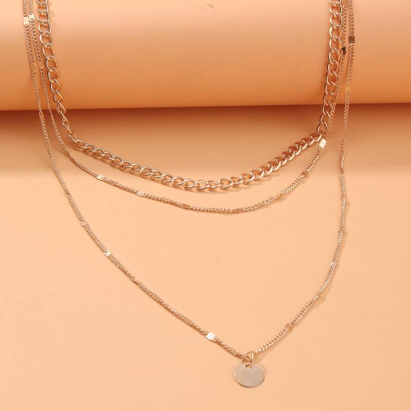 

Disc Layered Necklace, Gold