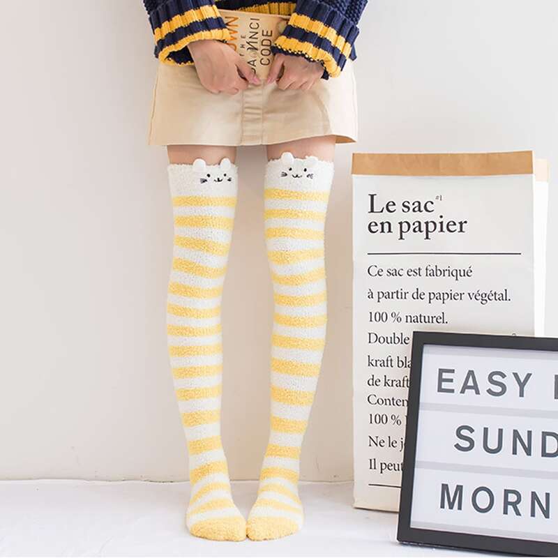 

Fluffy Cartoon Over The Knee Socks, Yellow