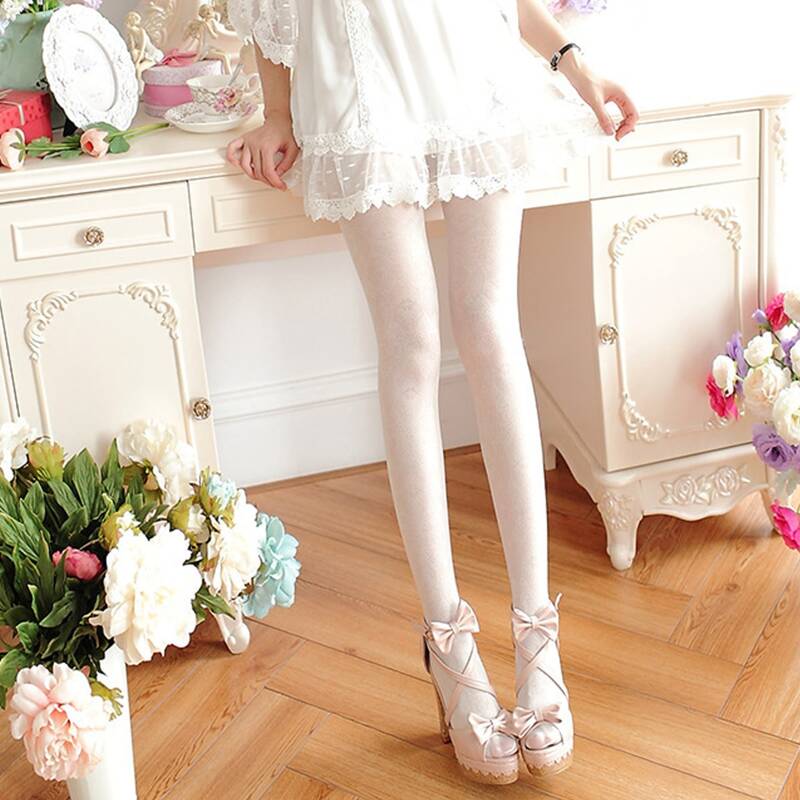 

1pair Graphic Tights, White