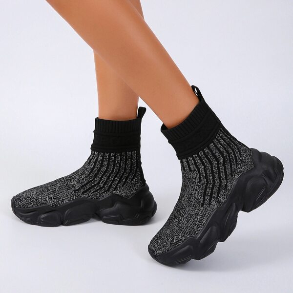 

Knit Detail Slip On Sock Sneakers, Grey