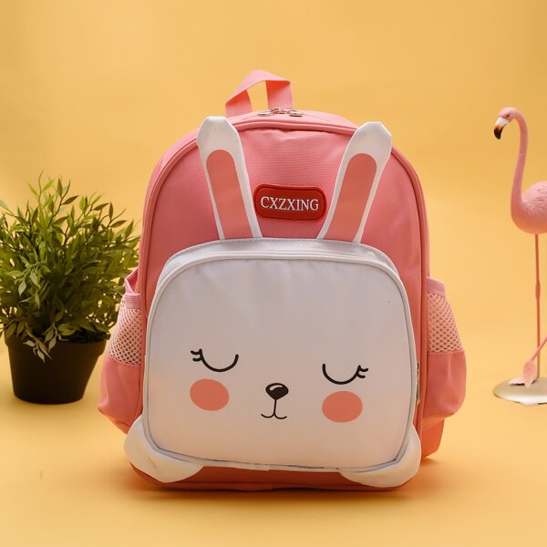 

Girls Cartoon Rabbit Graphic Backpack, Pink