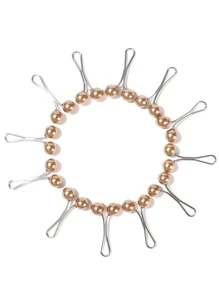 12入組人造珍珠裝飾圍巾夾 - 金色 - 查看 1