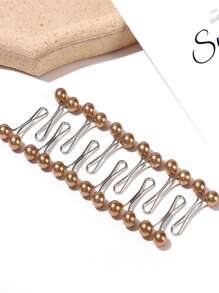 12入組人造珍珠裝飾圍巾夾 - 金色 - 查看 3