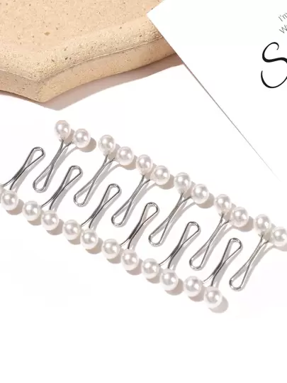 12st Faux Pearl Decor Scarf Clip Hijab Pins Dam Wrap Accessoarer Snygg brosch