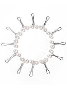 12 件装仿珍珠装饰围巾夹头巾别针女士围巾配饰时尚胸针 - 白色 - 查看 2