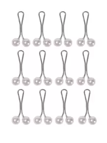 12 件装仿珍珠装饰围巾夹头巾别针女士围巾配饰时尚胸针 - 白色 - 查看 3