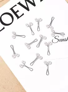 12 件装仿珍珠装饰围巾夹头巾别针女士围巾配饰时尚胸针 - 白色 - 查看 4