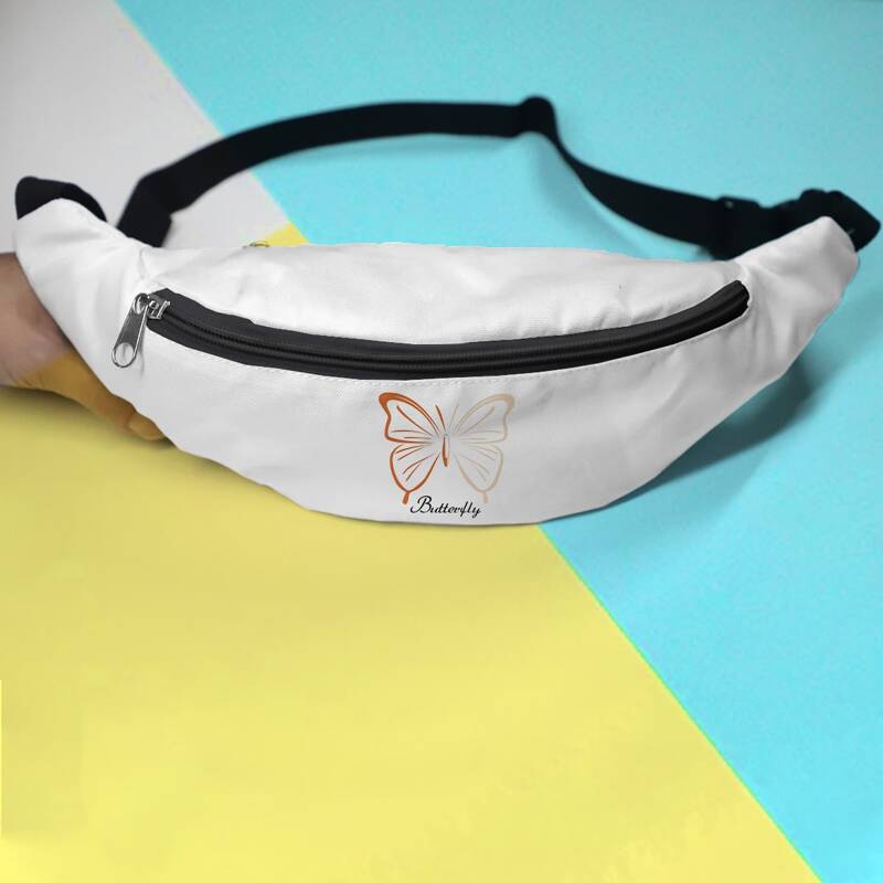 

Butterfly & Letter Graphic Fanny Pack, White