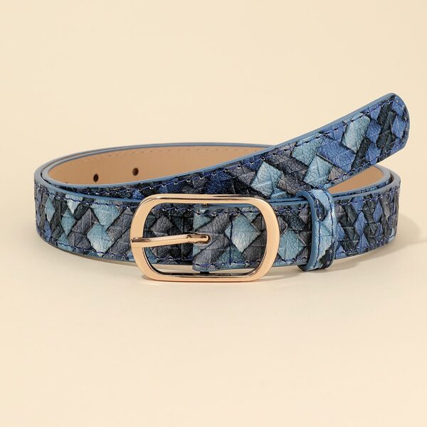 

Geometric Pattern Belt With Punch Tool, Multicolor