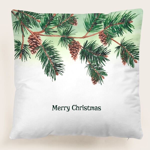 

Christmas Pine Cones Print Cushion Cover Without Filler, Multicolor