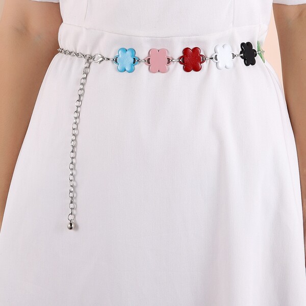 

Flower Decor Chain Belt, Multicolor