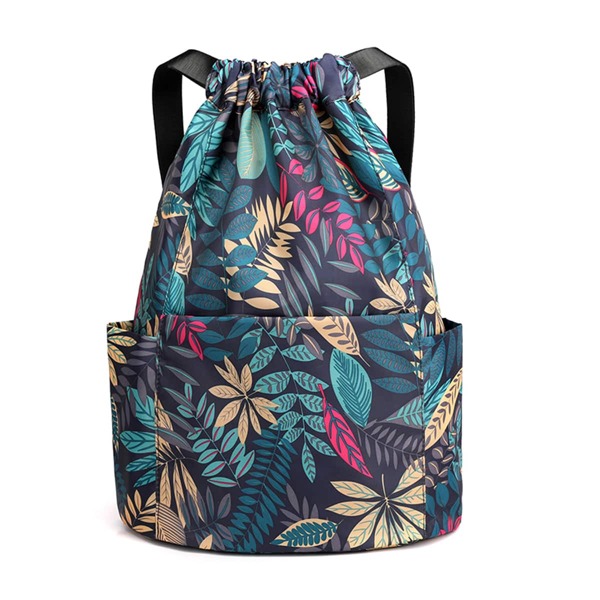 

Leaf Graphic Drawstring Backpack, Multicolor