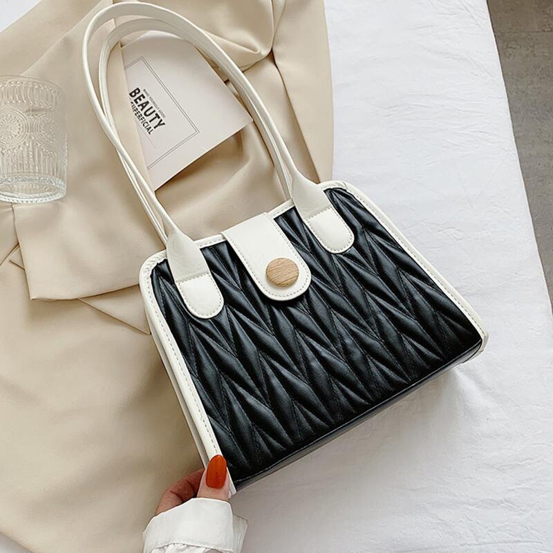 

Two Tone Quilted Shoulder Bag, Black and white