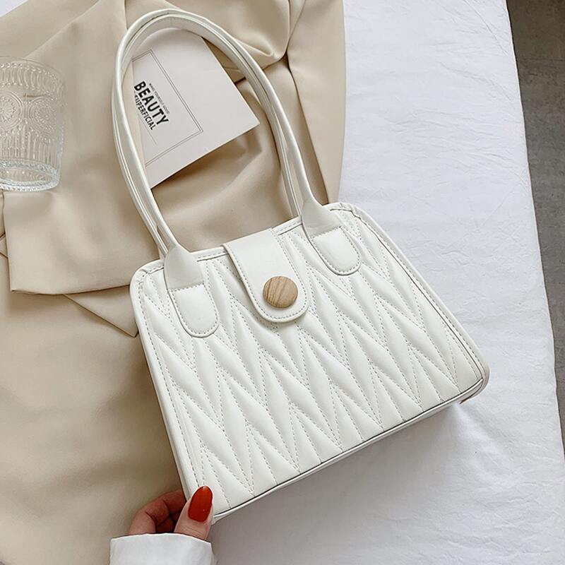 

Solid Quilted Shoulder Bag, White