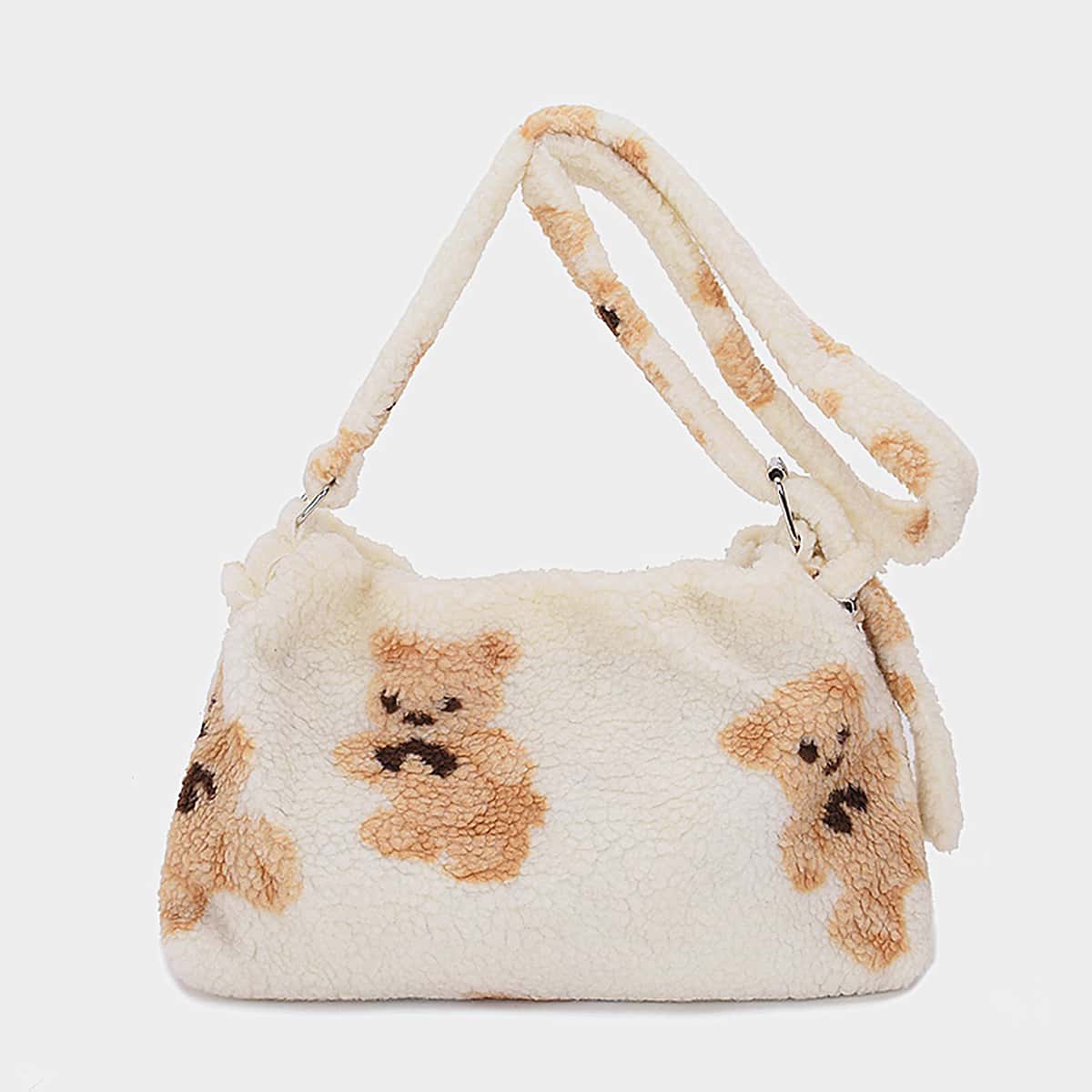 

Bear Graphic Crossbody Bag, Beige