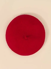 1入組中性紅色素色Y2K風格透氣輕便時尚百搭貝雷帽帽適用於日常休閒穿戴 - 紅色 - 查看 3