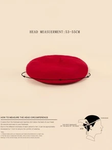 1入組中性紅色素色Y2K風格透氣輕便時尚百搭貝雷帽帽適用於日常休閒穿戴 - 紅色 - 查看 4