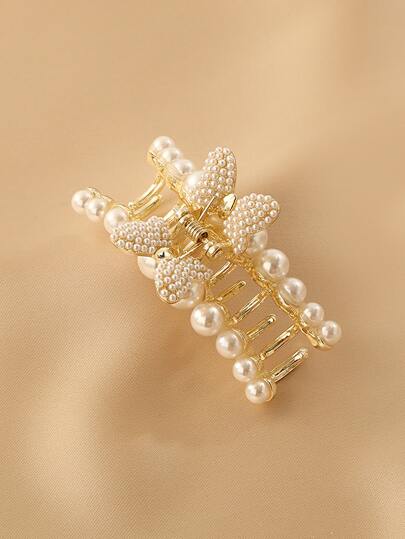 珍珠蝴蝶裝飾髮爪