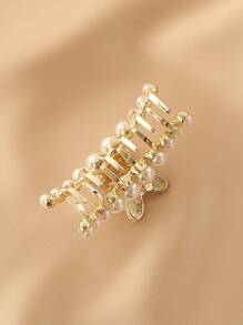 珍珠蝴蝶裝飾髮爪 - 白色 - 查看 3