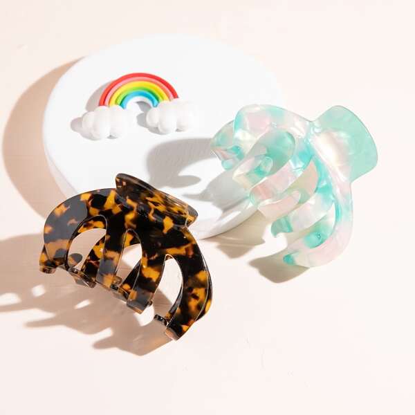 

2pcs Simple Hair Claw, Multicolor
