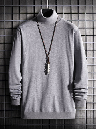 Manfinity Basics Männer Pullover mit hochgeschlossenem Ausschnitt