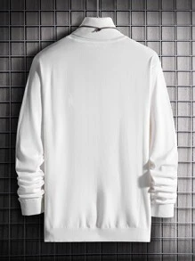 Manfinity Homme Men High Neck Solid Jumper - White - View 2