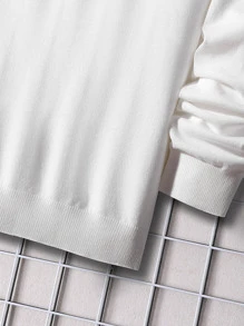 Manfinity Homme Men High Neck Solid Jumper - White - View 3