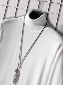 Manfinity Homme Men High Neck Solid Jumper - White - View 4