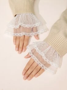 2 piezas ribete con encaje - Blanco - Ver 1