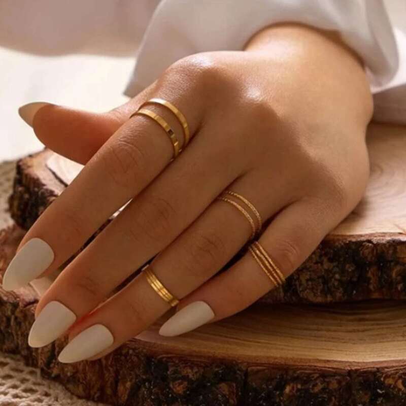 

10pcs Minimalist Metal Ring, Gold