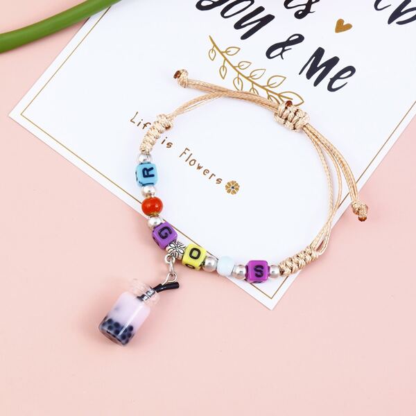 

Letter Decor Braided Bracelet, Multicolor