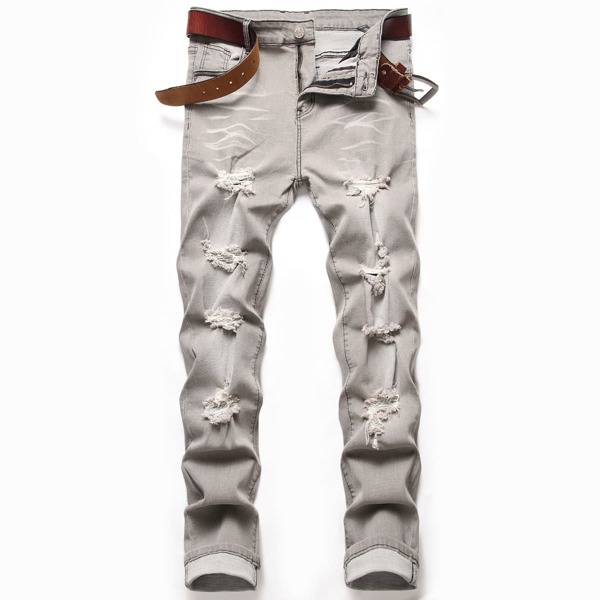 

Guys Ripped Zip Fly Jeans, Grey