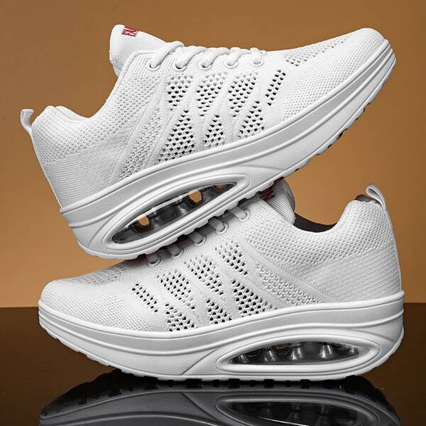 

Minimalist Lace-up Front Knit Rocking Shoes, White