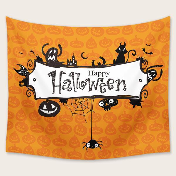 

Halloween Slogan Graphic Tapestry, Multicolor
